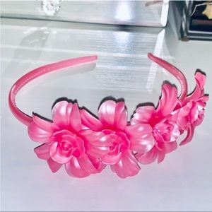 Pink 3D flower headband hair accessory